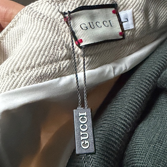 GG  pleated mini Skirt /skort NEW! 28”waist off white red/green belt - Picture 11 of 16